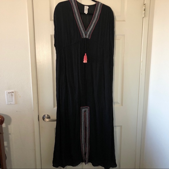 Seafolly Black Boho Tunic Embroidered lined Dress - Picture 2 of 13